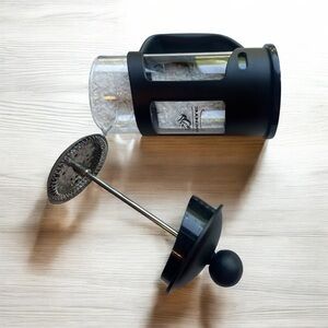 Black French Press with Glass Body 12 oz